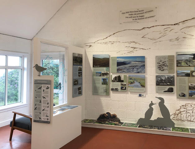 internal shot of rousay heritage centre showing information panels