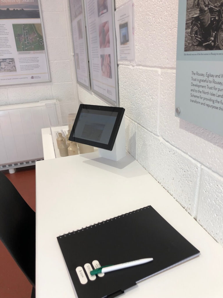 workstation with touchscreen in rousay heritage centre
