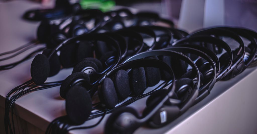 black headphones used in an audio tour