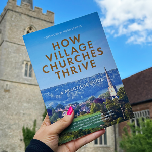 how village churches thrive book held in hand with church in background