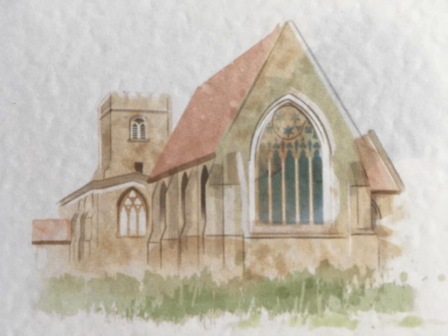watercolour of St peters - external